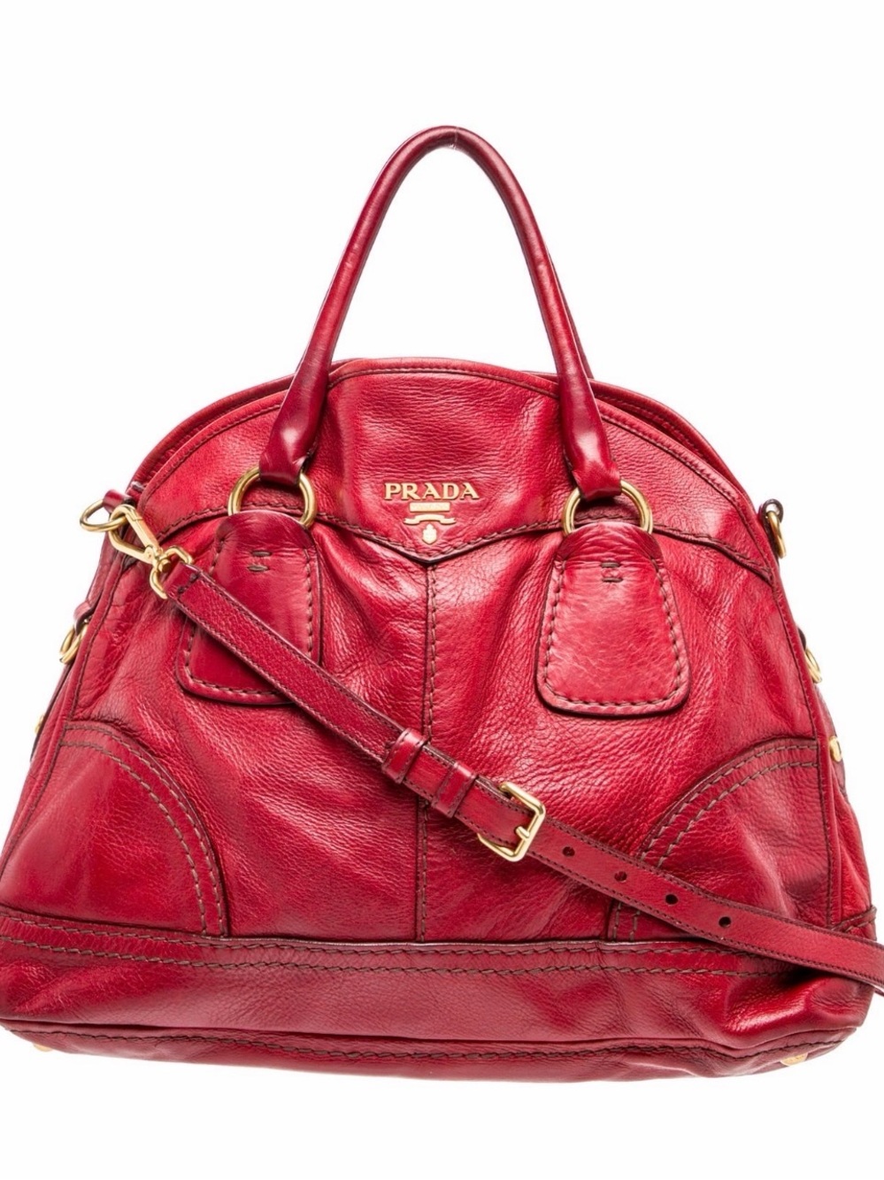 PRADA RED BAG leather